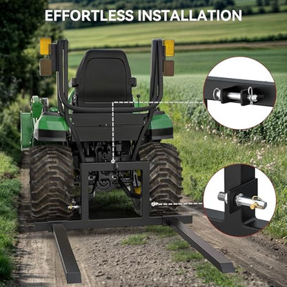 YITAMOTOR Adjustable 3 Point Hitch Pallet Fork for CAT 1, 1500lbs Capacity