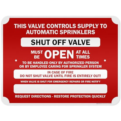 This Valve Controls Supply To Automatic Sprinklers Shut Off Valve Sign, 18x24 Inches, 3M EGP Reflective .080 Aluminum, Fade Resistant, Made in USA by My Sign Center - size: 18x24 Reflective Aluminum