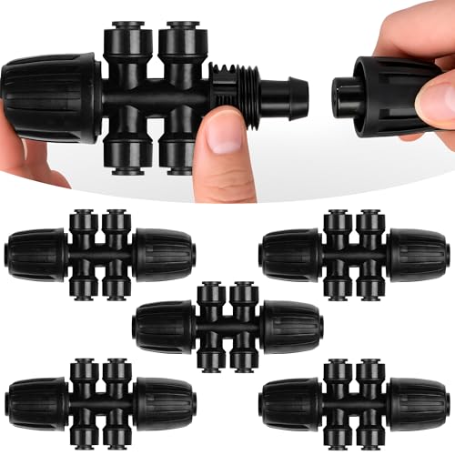 CARPATHEN 1/2" to 1/4" Barbed Tee Quick Connector, 4 Way Fittings, Parts