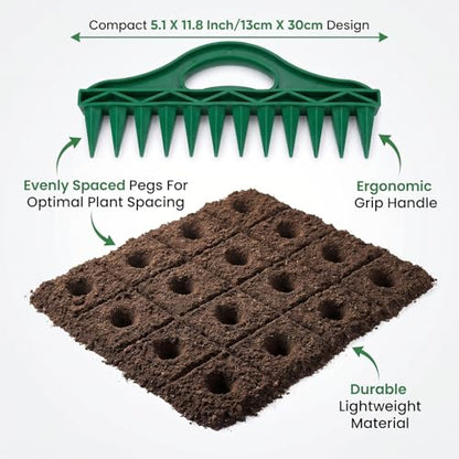 Handheld Seed Spreader Tool – Precision Row Seeder for Vegetables, Flowers & Herbs – Durable & Ergonomic Plastic Planter for Even Spacing