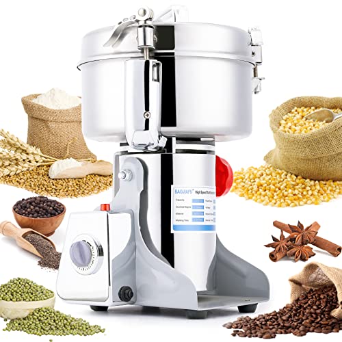 Electric Grain Mill 1000g High-speed Grain Spice Herb Grinder 2600W Dry Grinder Machine 304 Stainless Steel Superfine powder High-speed Grain Mill 36000r/min for Kitchen Home and Commercial - size: 1000G
