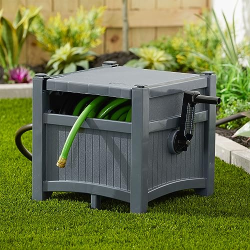 Suncast 100 ft Garden Hose Reel Hideaway, Cyberspace Grey - size: 100' (Cyberspace)