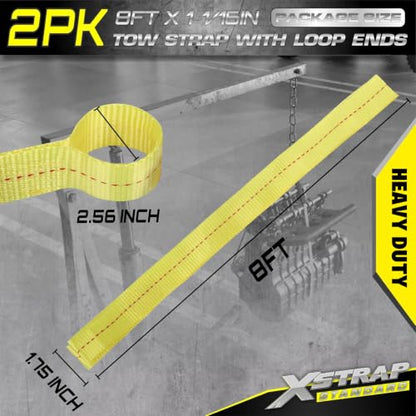 XSTRAP STANDARD 2PK 1-3/4''x 8FT Lifting Sling Web Tow Straps w/Loop End - style: 2pk 1-3/4''x 8FT