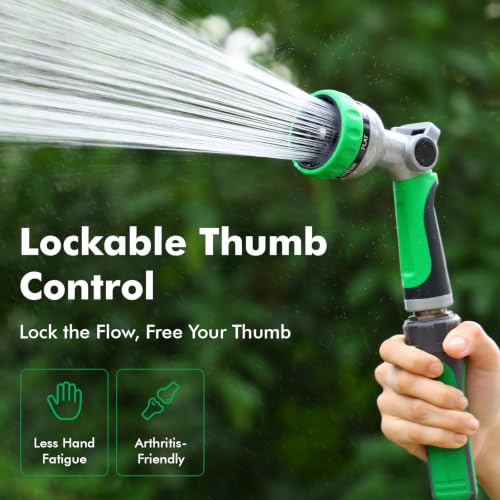 RESTMO Water Hose Nozzle, Metal Garden Sprayer, Medium Duty, Leak-proof - color: Green