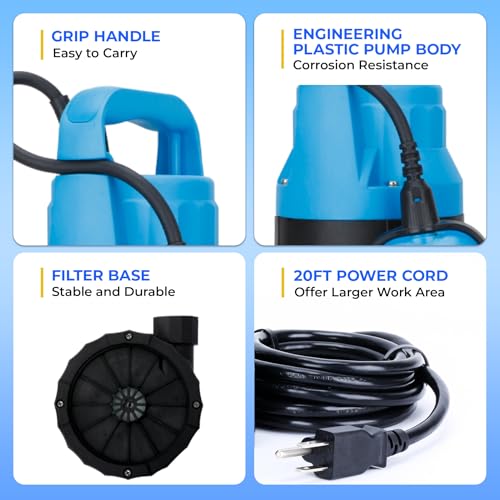2/5HP Sump Pump 2640GPH Submersible Water Pump with Float Switch - color: Blue