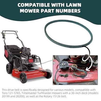 (2-Pack) Calvana 121-5765 Drive Belt, Kevlar Cord, Compatible with 30" Toro Lawn Mower, Exmark Mower, Toro TimeMaster 30, Models20200, 20199, 20975, 20976, 20977, 20978, 22205TE, 22210, 30 1/2" x 1/2" - size: 30 1/2" x 1/2"