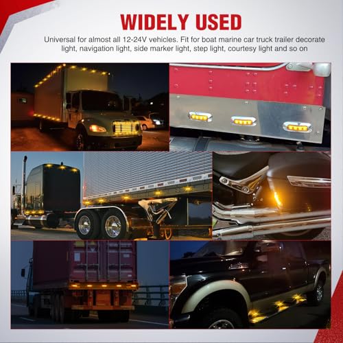 Nilight 3.7" Amber Oval Side Marker Light, 4 LED IP68 Waterproof - color: Amber 3.7" 10Pcs