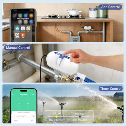 WiFi Smart Water Valve Controller, Remote Shutoff for 1/2 to 1 in Pipe - style: WiFi Version