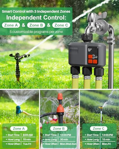 WiFi Sprinkler Timer 3 Zone, 984ft Range Smart Water Timer for Garden Hose - style: 3 Zone