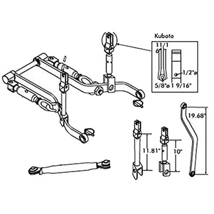 CS5256MS201DM 3 Point Linkage Hitch Kit Fits Kubota B6100, B6000, B7100