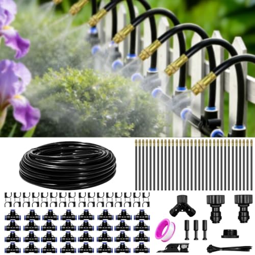 100FT Drip Irrigation Kit, 32 360° Copper Nozzles, Garden Watering System - size: 100FT
