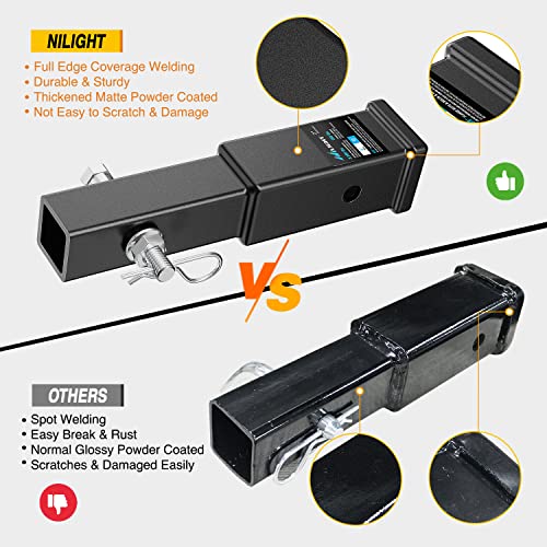 Nilight Trailer Hitch Extender 7" fits 2 Inch Receiver 3500 lbs GTW - color: 2" Hitch Extender 7"