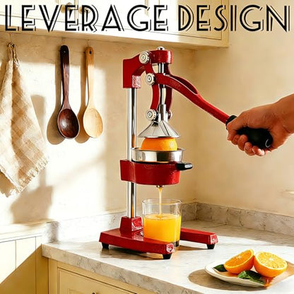 Cast Iron Juicer Hand Press Heavy Duty, Orange Juicer - color: Red