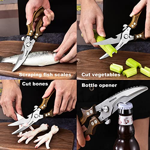 Premium Kitchen Shears 2-Pack Heavy Duty Poultry & Meat Scissors, Bone Shears for Cooking - color: Bronze+golden