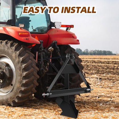 Heavy Duty Middle Buster Plow for Category 1,3-Point Quick Hitch Tractors–Durable Steel Subsoiler for Furrowing,Ditching, Potato Harvesting, Includes Furrowing Blade & 2 Plow Blades