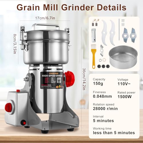 Electric Grain Mill Grinder 800g Stainless Steel Flour Mill for Home