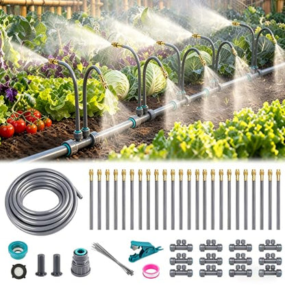 360° Adjustable Drip Irrigation System with 24 Nozzles - color: 39FT Grey Double Nozzles, size: 39 FT