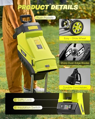 Saker Electric Wood Chipper Shredder 15-Amp Corded