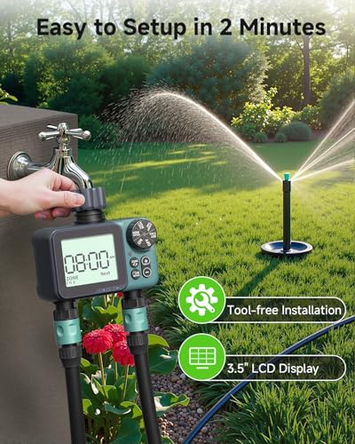 Sprinkler Timer, Programmable Hose Timer for Automatic Watering - size: 2 Outlet