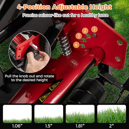IRONMAX 14 Inch 5-Blade Push Reel Mower, Removable Grass Catcher, Red - color: Red, size: 14 Inch