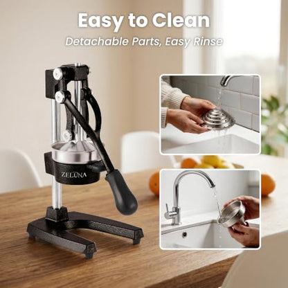 Cast Iron Manual Hand Press Juicer for Citrus & Pomegranate,Black - color: Black