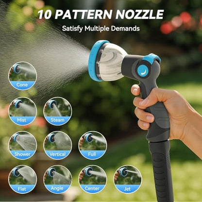 Relhost Retractable Garden Hose Reel 120 ft x 1/2 in, Heavy Duty Hose Reel Wall Mount with Any Length Lock, Auto Rewind System, 180° Swivel Bracket, 10-Pattern Garden Hose Nozzle, White & Grey - color: White & Grey, size: 120FT