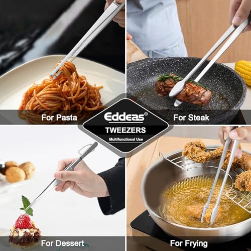 kitchen tweezers for cooking tweezers stainless steel tongs 12"10"8" - color: Stainless Steel 3Pcs, size: 8+10+12 inch