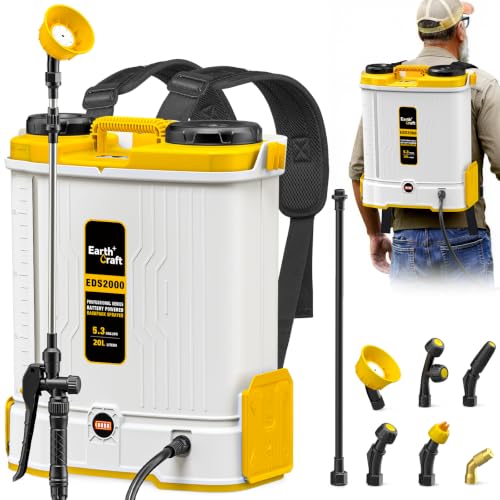 Battery Powered Backpack Sprayer 5.3Gal Compatible with DeWalt 20V Battery (Tool Only), Equipped with Mixing System, Backpack Garden Sprayer with 6 Spray Nozzles for Lawn, Garden, Yard - size: 5.3GAL