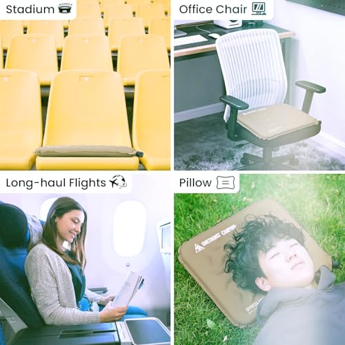 ONETIGRIS Inflatable Seat Cushion, Lightweight Waterproof Seat Pad - color: 1 Pack Brown