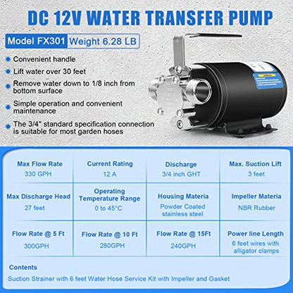 12V Water Pump Water Transfer Pump Utility Pump Black - style: Black-Standard