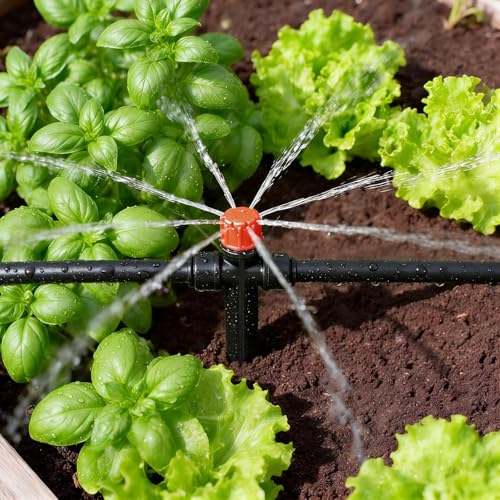 20 Pack Two Way Quick Connect Drip Emitters Set for 1/4" Irrigation Tubing, Adjustable 360 Degree Water Flow Irrigation Sprayer Vortex Emitter+Stream Dripper for Garden Watering System - color: Double Head Emitters-20P