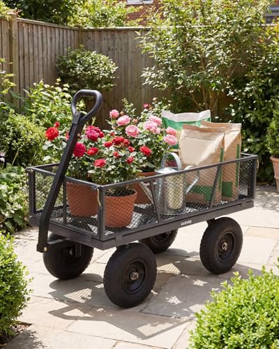 1200 Lbs Steel Garden Cart, Utility Wagon with Removable Mesh Sides-Gray - color: Gray