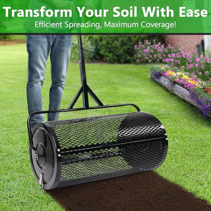 30 Inch Compost Spreader, Metal Mesh Peat Moss Spreader for Lawns - size: 30 Inch