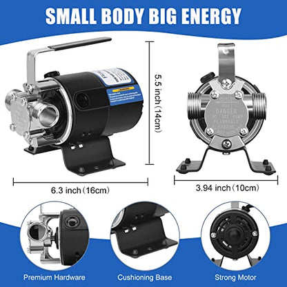 Water Pump 1/10 HP 330 GPH 115V Water Transfer Pump Black - style: Black-Standard