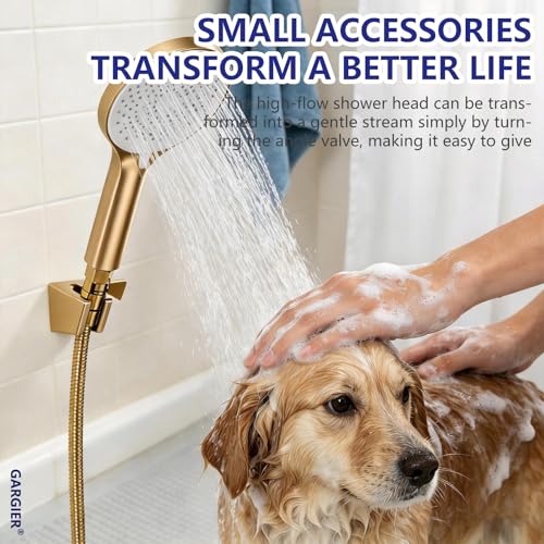 Brushed Gold Shower Head Flow Restrictor, 1/2" IPS Copper - color: Brushed Gold