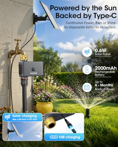 Solar WiFi Water Timer,Solar Hose Timer for Garden,365Day Power,Brass Value - size: 1 Zone-Solar-Brass