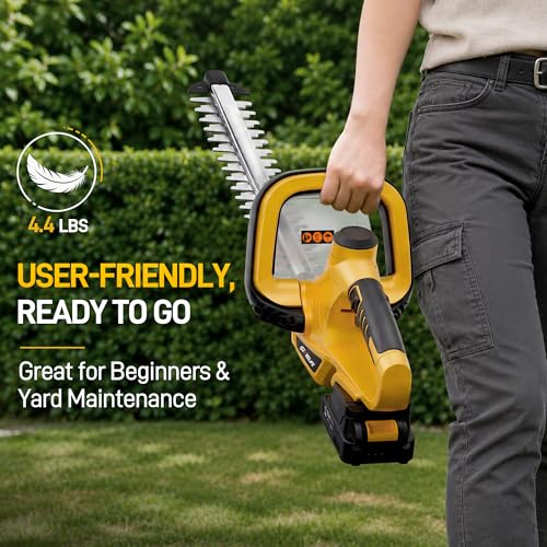 20" Hedge Trimmer Cordless for Garden, 5/8'' Blade Gap, 2×2.0Ah Batteries