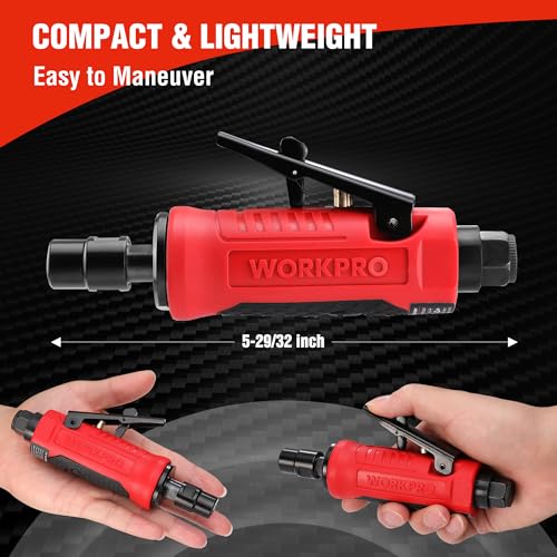WORKPRO Pneumatic Straight Die Grinder, 25000 RPM, 1/4" & 1/8" Collets