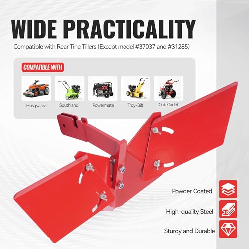 Wutist Furrower Kit for Rear Tine Tiller W/Adjustable Wing Fit for Land Reclamation 3 Kinds Connection Red Steel Replacement for 15683 Hiller-Furrower