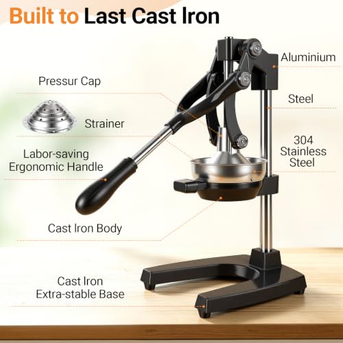 Black Cast Iron Juicer for Bartenders & Health Enthusiasts - color: black