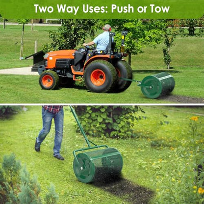 Seeutek Compost Spreader, 24" Peat Moss Spreaders with 3 Heights - color: Green