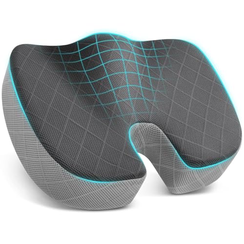 TushGuard Memory Foam Office Chair Seat Cushion - Dark & Light Grey, Large - color: Dark&light Grey, size: Large
