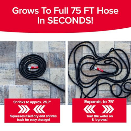 Pocket Hose 75 FT Silver Bullet 2.0 Hose, Turbo Shot Nozzle, Kink-Free - size: 75 FT