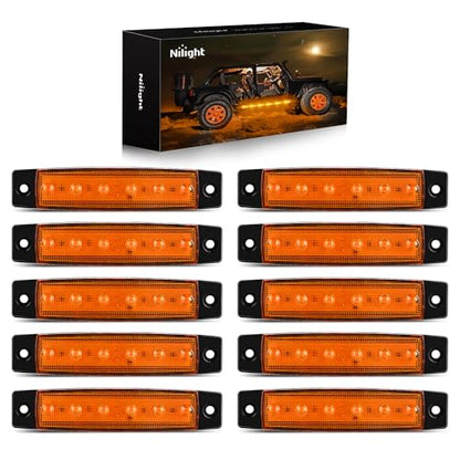 Nilight 3.8 Inch 6 LED Amber Trailer Side Marker Lights,10 Pack - color: 3.8" Amber 10Pcs