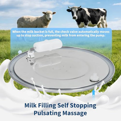 Garvee 3L Goat Milking Machine, Electric Automatic Pulsation Vacuum Milker with 304 Stainless Steel Bucket, Adjustable Suction, Portable Milker with Food-Grade Silicone Cups and Tubes for Goat | Automatic milking - size: 3L