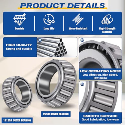 25580 14125A Boat Axles Trailer Bearing Kit for 5200-7000 lb, 4 Sets