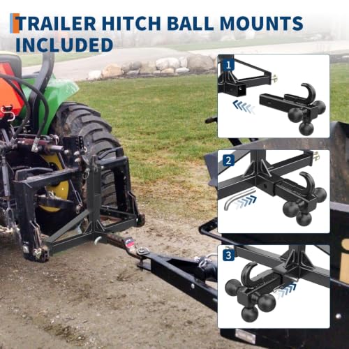 IDEALHOUSE 3-Point Tractor Hitch, Low Profile Design for Kubota Subcompact