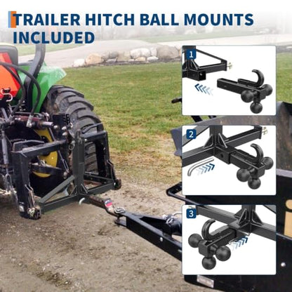 IDEALHOUSE 3-Point Tractor Hitch, Low Profile Design for Kubota Subcompact