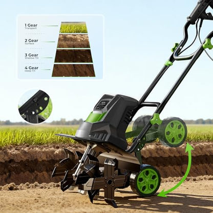 1800W 15A Corded Electric Tiller for Gardening and Soil Cultivation