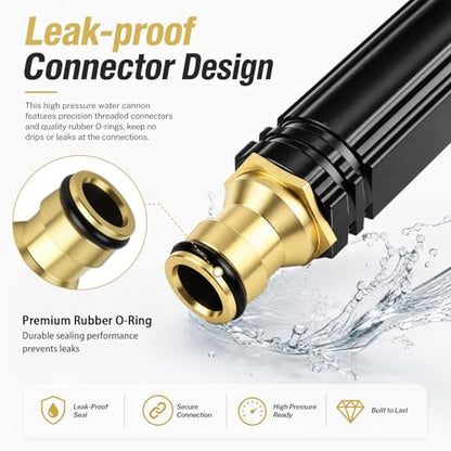 2026 Upgraded Home High Pressure Car Wash Water Gun,Adjustable High Pressure Water Cannon Nozzle Sprayer for Car Garden Driveway Washing,Portable Highs Pressures Hose Nozzle